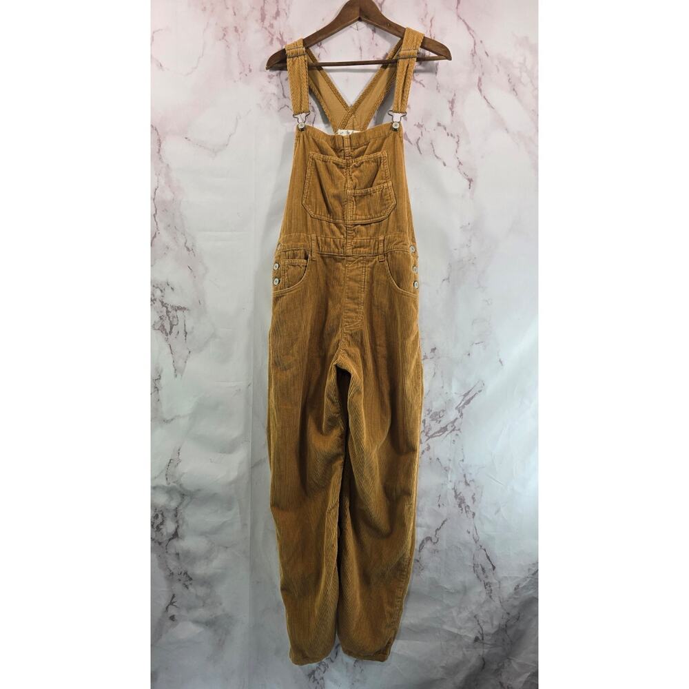 Free People Overalls Womens Medium Corduoy Straight Yellow Gold Mustard Brown